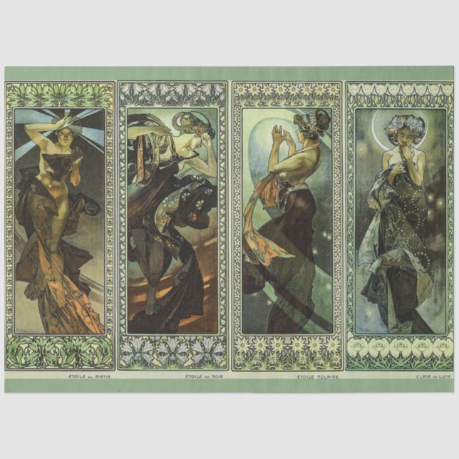 Papel De Seda Lua e Estrelas por Alphonse Mucha (Frente )