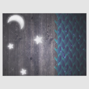 Papel De Seda Lua, Estrelas e Ondas na Decoupage da Madeira