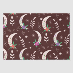 Papel De Seda Lua floral Boho mágica  