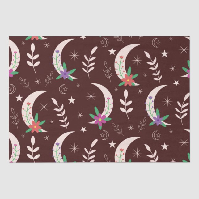 Papel De Seda Lua floral Boho mágica   (Frente )