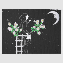 Papel De Seda Lua observando com Daisys