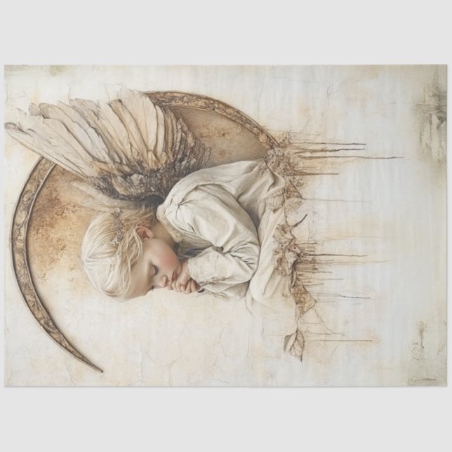 Papel De Seda Lua Sentada do Anjo da Base de Dissociação (Frente )