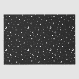 Papel De Seda Luas e Estrelas Negras e Brancas