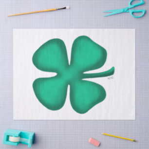 Papel De Seda Lucky 4 Leaf Irish Clover White paper