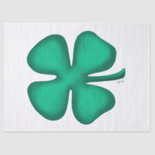 Papel De Seda Lucky 4 Leaf Irish Clover White paper