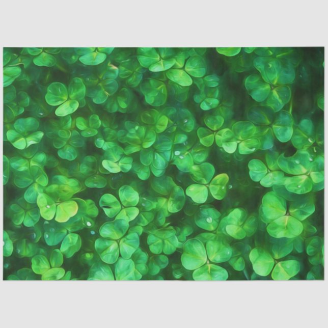 Papel De Seda Lucky Celtic Irish Green Shamrocks (Frente )