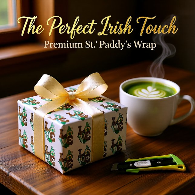 Papel De Seda Lucky Love Gnomo Rua. Dia de Patrick (Lucky St. Patrick’s Day Gnome Pattern Tissue Paper)