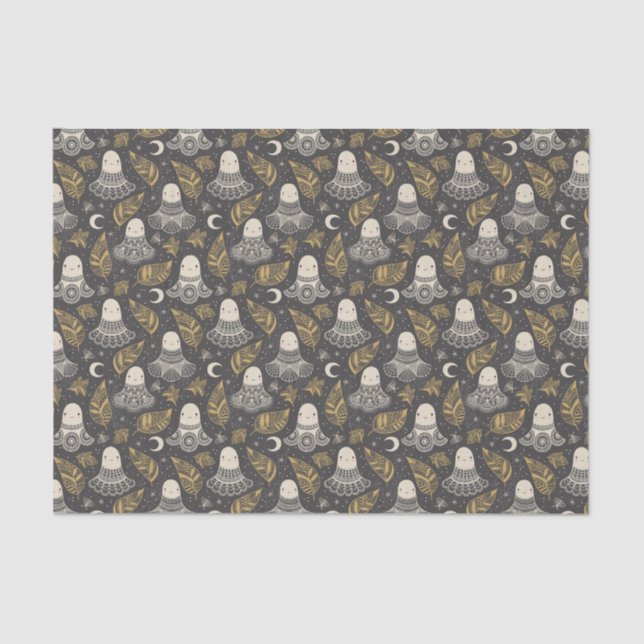 Papel De Seda Lugar dos Fantasmas do Bom Halloween - Dourado (Frente )