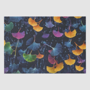 Papel De Seda Luminograma Colorido de Folhas de Ginkgo Decoupage