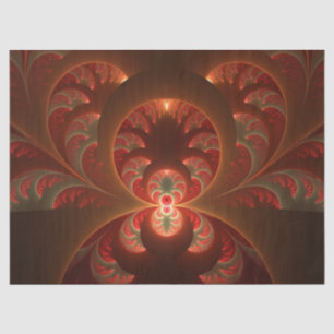 Papel De Seda Luminoso fractal moderno laranja vermelho abstrato