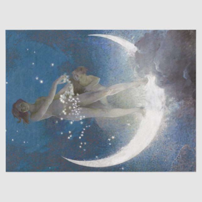 Papel De Seda Luna Deusa em Estrelas Disparadoras Noturnas (Frente )