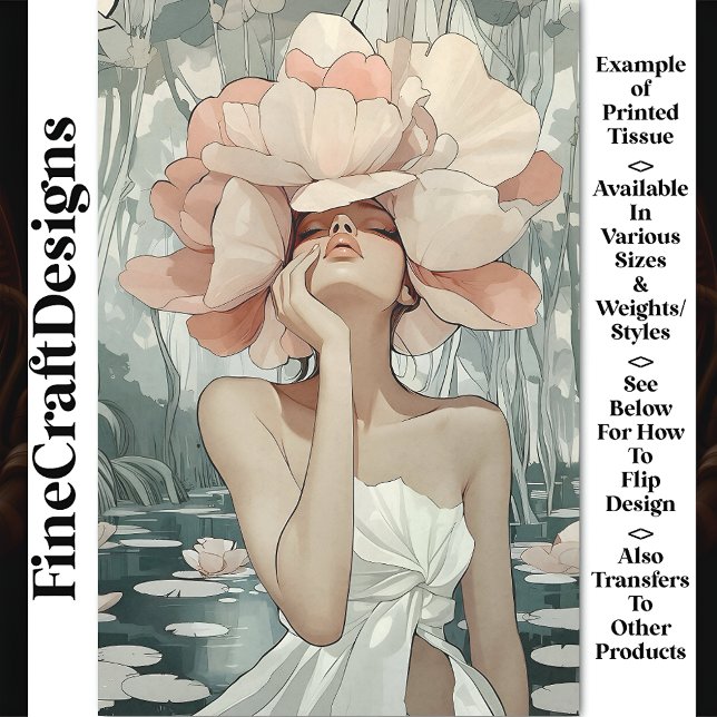 Papel De Seda Lush Botanical Goddess Coral, Blush CC3 Decoupagem (Criador carregado)