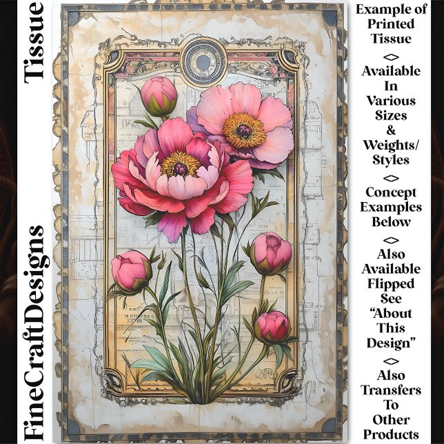 Papel De Seda Lush Pink Peonies em Preguiço Envelhecido DA1L Dec (Criador carregado)