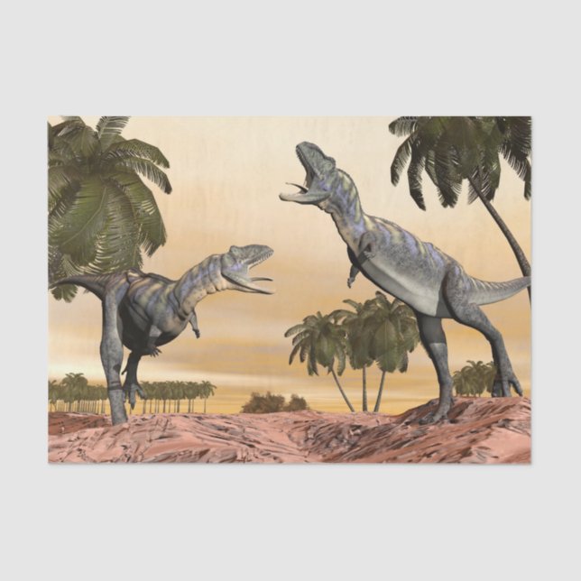 Papel De Seda Luta dos dinossauros do Aucasaurus - 3D rendem (Frente )