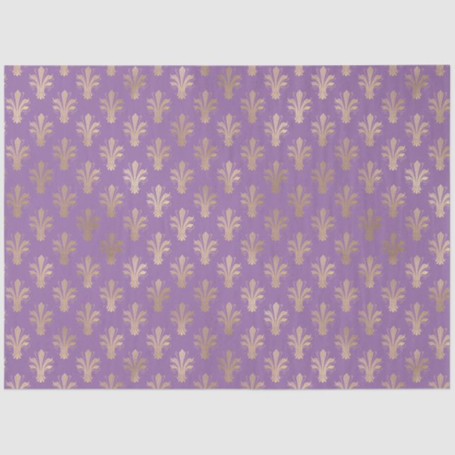 Papel De Seda Lux Dourado Fleur de Lis e Ametist (Frente )