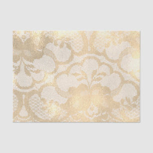 Papel De Seda Lux Glam feminino floral Dourado do falso do Sepia