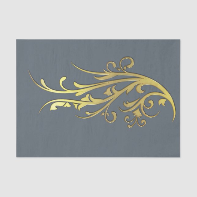 Papel De Seda Luxo Abstrato Flor de Ouro Falso (Frente )