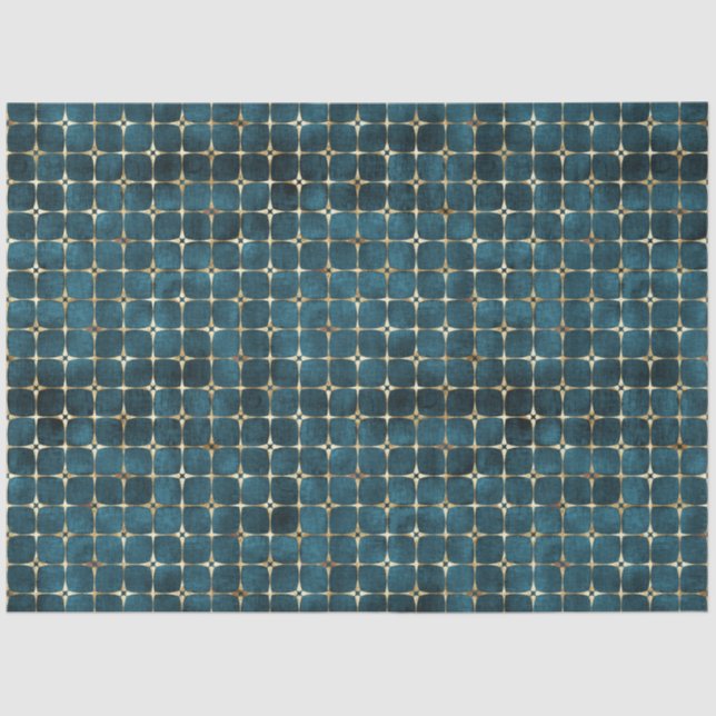 Papel De Seda Luxo Dourado de Veludo Teal Escuro Elegante (Frente )
