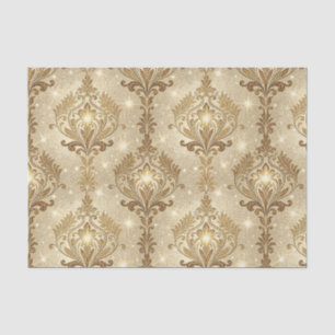 Papel De Seda Luxuoso Ouro Real Brilhante Padrão Floral Damasco