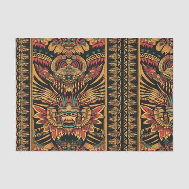 Papel De Seda Luxurioso Beige "Aztec Dream" Molhando Pape (Frente )