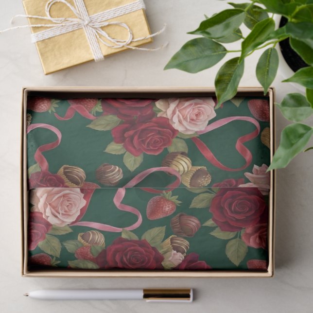 Papel De Seda Luxurious Red Roses (Presente)