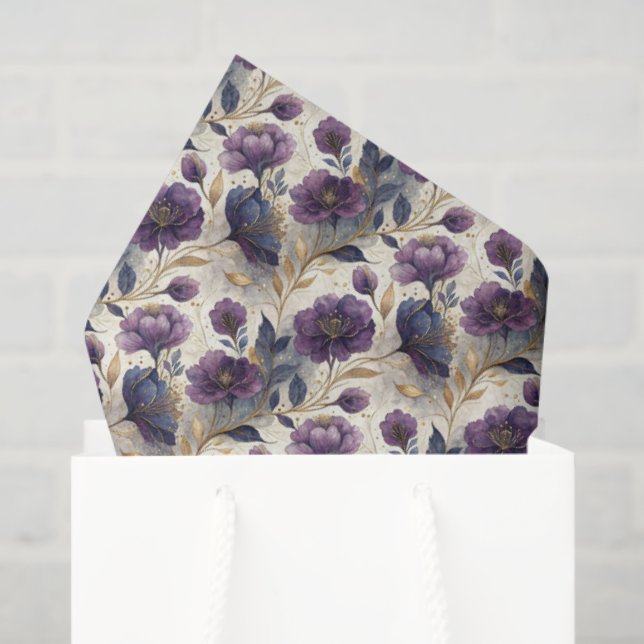 Papel De Seda Luxury alcohol ink floral tiled pattern (Sacola de presentes)