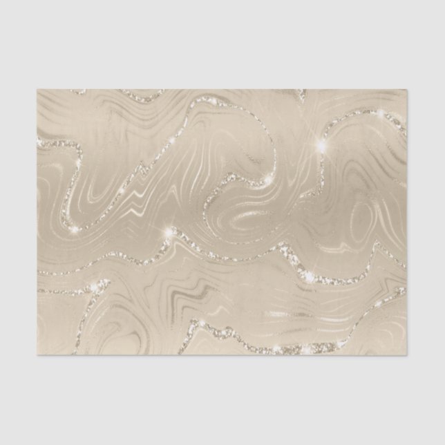 Papel De Seda Luxury Champagne Fundo Beige Glitter (Frente )