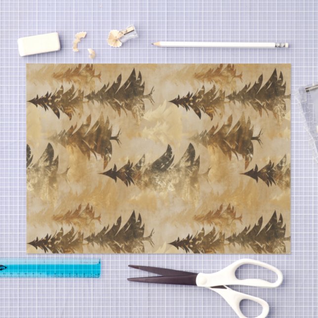 Papel De Seda Luxury Gold & Bronze Metallic Christmas Tree  (Arte )