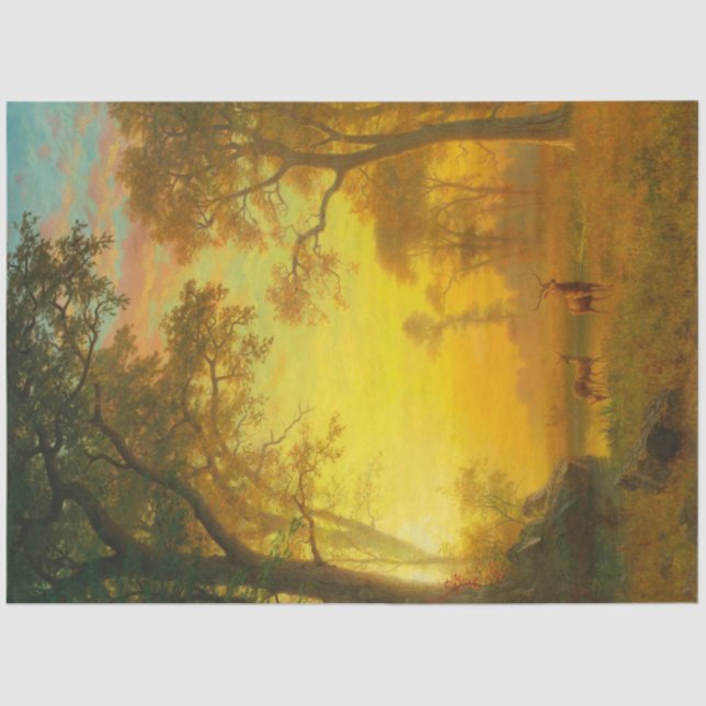 Papel De Seda Luz na Floresta (por Albert Bierstadt) (Frente )