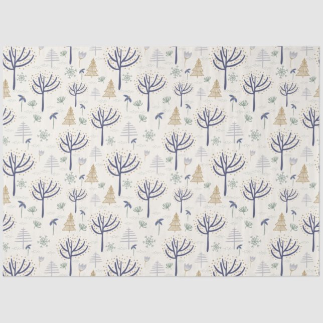 Papel De Seda Luzes e ornamentos das Árvores de Natal Douradas (Frente )