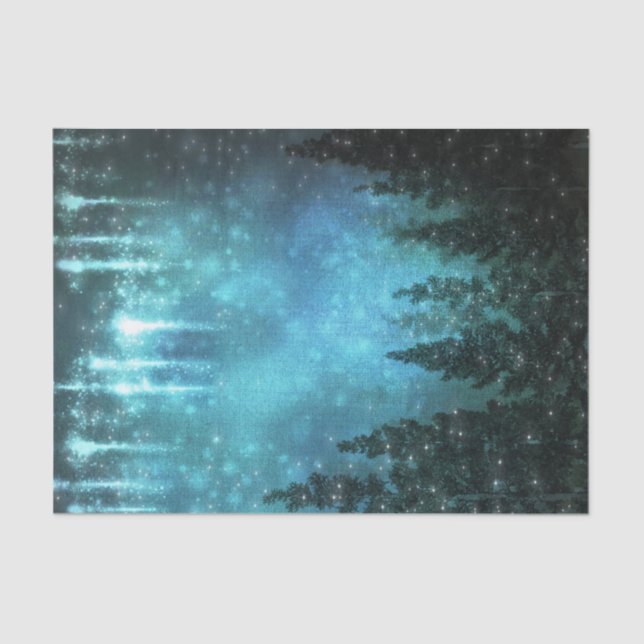 Papel De Seda Luzes Estreladas Árvores de Pinheiro Rústico Embal (Frente )