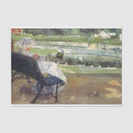 Papel De Seda Lydia Sentada em um Porch Crocheting, Mary Cassatt