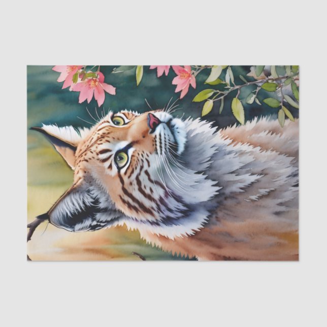 Papel De Seda Lynx Floral Watercolor Art (Frente )
