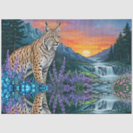 Papel De Seda Lynx no nascer do sol por cascata