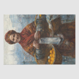 Papel De Seda Má judia vendendo laranjas em Polônia