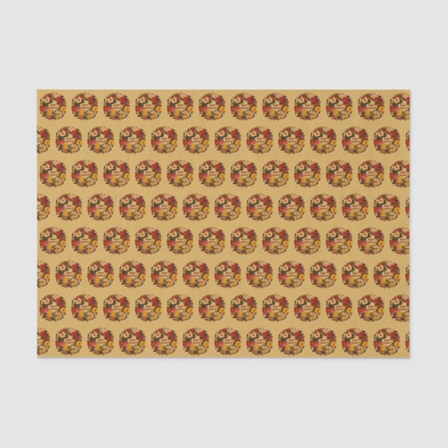 Papel De Seda Mabon Autumn Equinox Wreath na Queda Dourada (Frente )