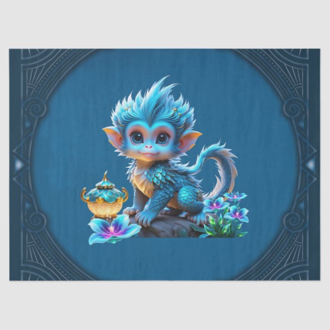 Papel De Seda Macaco de fantasia bonito (Frente )