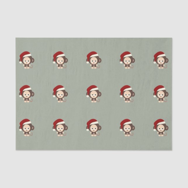 Papel De Seda Macaco de Natal bonito (Frente )