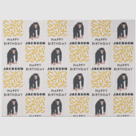 Papel De Seda Macaco Personalizado Chimpanzee & Banana Aniversár