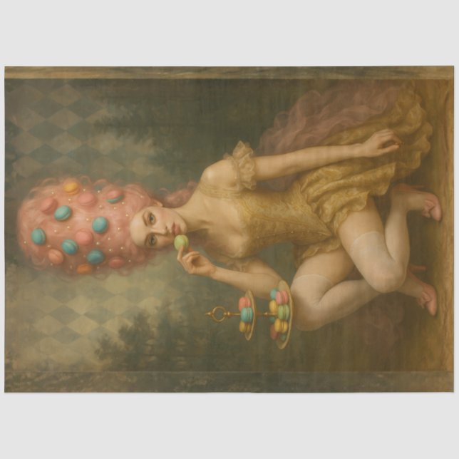 Papel De Seda Macaron Marie Antoinette Rococó Mulher Decoupage  (Frente )