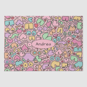 Papel De Seda Maçãs cor-de-rosa padrão engraçado popular