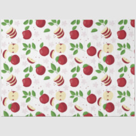 Papel De Seda Maçãs Vermelhas, Blossomas e Padrão Verde