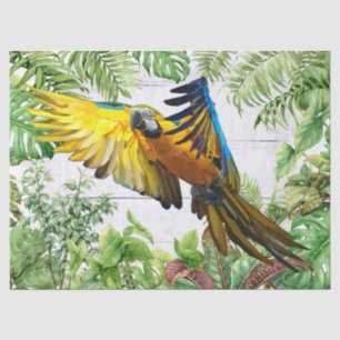 Papel De Seda Macaw Papagaio Azul Amarelo Amarelo-Tropical Cores