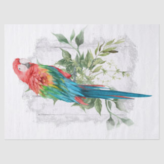 Papel De Seda Macaw Parrot Eucalyptus Watercolor