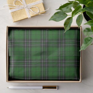 Papel De Seda MacLean Tartan Verde e Xadrez Preta
