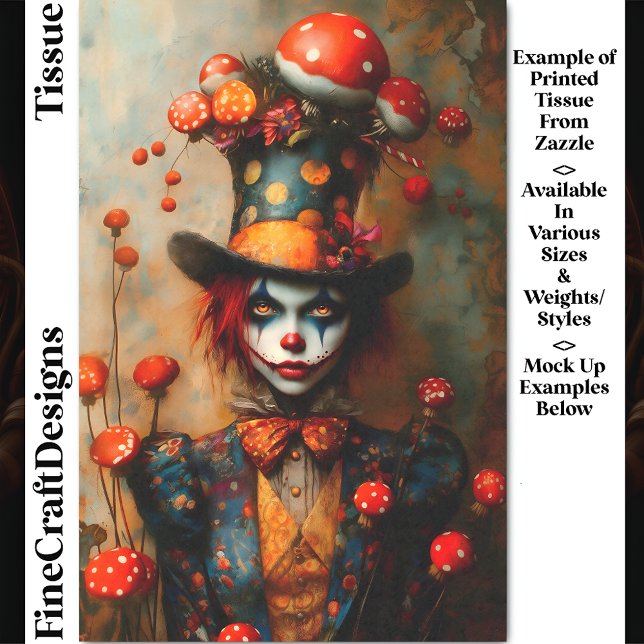 Papel De Seda Mad Hatter Style Circus Character DW4A Decoupage (Criador carregado)