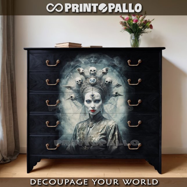 Papel De Seda Madame Skull, Rainha Gótica dos Ossos (Criador carregado)