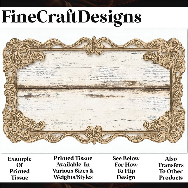 Papel De Seda Madeira chique + Quadro de rolagem Dourado AN3 Des (Criador carregado)