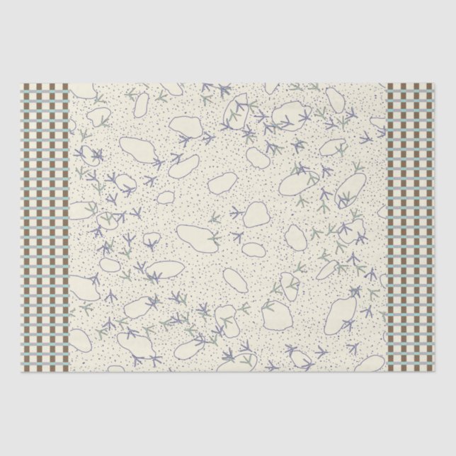 Papel De Seda Madeira e Xadrezes de algas marinhas detectam pape (Frente )