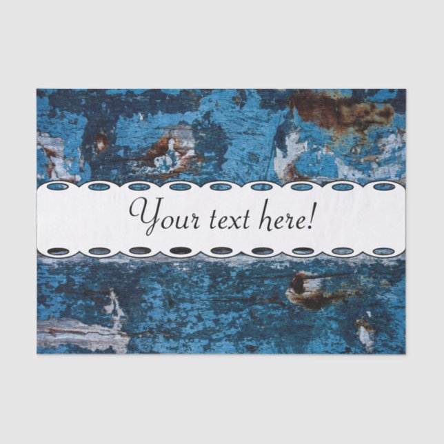 Papel De Seda Madeira pintada azul (Frente )